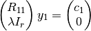 \left(
\begin{matrix}
  R_{11} \\
  \lambda I_r
\end{matrix}
\right) y_1 =
\left(
\begin{matrix}
  c_1 \\
  0
\end{matrix}
\right)