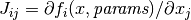 J_{ij} = \partial f_i(x,\hbox{\it params}) / \partial x_j