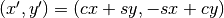 (x', y') = (c x + s y, -s x + c y)