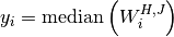 y_i = \textrm{median} \left( W_i^{H,J} \right)