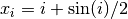 x_i = i + \sin(i)/2