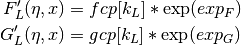 F_L'(\eta,x) &= fcp[k_L] * \exp(exp_F) \\
G_L'(\eta,x) &= gcp[k_L] * \exp(exp_G)